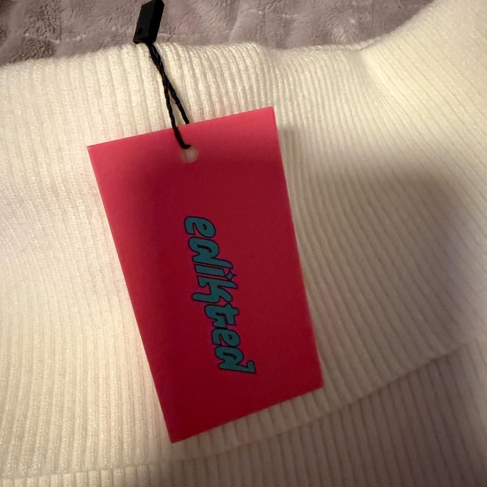 Edikted Cream Ribbed Knit Top - Picture 2 of 4